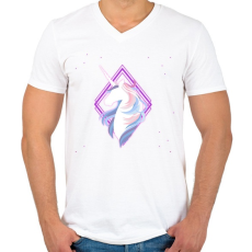PRINTFASHION Unikornis felnőtteknek - Férfi V-nyakú póló - Fehér