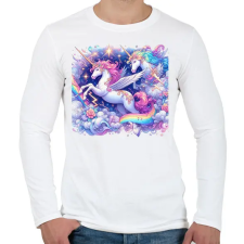PRINTFASHION Unikornis - Férfi hosszú ujjú póló - Fehér férfi póló