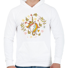 PRINTFASHION Unikornis - Férfi kapucnis pulóver - Fehér