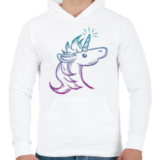 PRINTFASHION Unikornis - Férfi kapucnis pulóver - Fehér férfi pulóver, kardigán