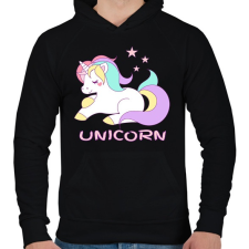 PRINTFASHION unikornis - Férfi kapucnis pulóver - Fekete női pulóver, kardigán