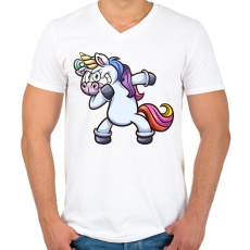 PRINTFASHION Unikornis  - Férfi V-nyakú póló - Fehér