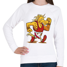 PRINTFASHION Unikornis futó - Női pulóver - Fehér női pulóver, kardigán