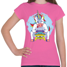 PRINTFASHION Unikornis gamer - Női póló - Rózsaszín női póló