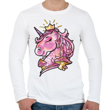 PRINTFASHION Unikornis gombákkal - Férfi hosszú ujjú póló - Fehér férfi póló