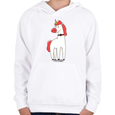 PRINTFASHION Unikornis - Gyerek kapucnis pulóver - Fehér