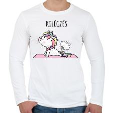 PRINTFASHION Unikornis jóga - Férfi hosszú ujjú póló - Fehér férfi póló