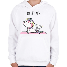 PRINTFASHION Unikornis jóga - Gyerek kapucnis pulóver - Fehér gyerek pulóver, kardigán