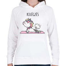 PRINTFASHION Unikornis jóga - Női kapucnis pulóver - Fehér