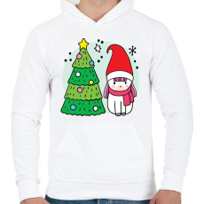 PRINTFASHION Unikornis Karácsony - Férfi kapucnis pulóver - Fehér
