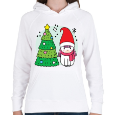 PRINTFASHION Unikornis Karácsony - Női kapucnis pulóver - Fehér női pulóver, kardigán