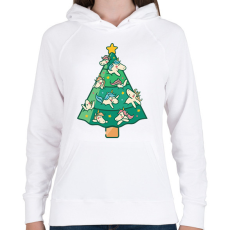 PRINTFASHION Unikornis karácsonyfa - Női kapucnis pulóver - Fehér