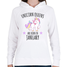 PRINTFASHION Unikornis királylányok születésnapja januárban - Női kapucnis pulóver - Fehér