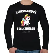 PRINTFASHION Unikornis királynők augusztusban születtek (MAGYAR) - Férfi hosszú ujjú póló - Fekete férfi póló