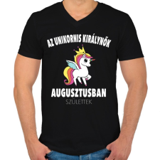 PRINTFASHION Unikornis királynők augusztusban születtek (MAGYAR) - Férfi V-nyakú póló - Fekete férfi póló