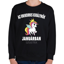 PRINTFASHION Unikornis királynők januárban születtek (MAGYAR) - Gyerek pulóver - Fekete gyerek pulóver, kardigán