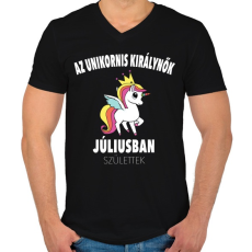 PRINTFASHION Unikornis királynők júliusban születtek (MAGYAR) - Férfi V-nyakú póló - Fekete