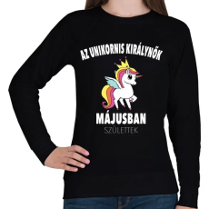PRINTFASHION Unikornis királynők májusban születtek (MAGYAR) - Női pulóver - Fekete