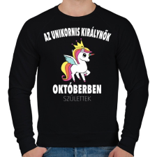 PRINTFASHION Unikornis királynők októberben születtek (MAGYAR) - Férfi pulóver - Fekete férfi pulóver, kardigán