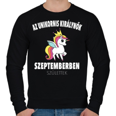 PRINTFASHION Unikornis királynők szeptemberben születtek (MAGYAR) - Férfi pulóver - Fekete
