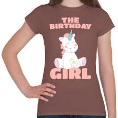 PRINTFASHION Unikornis kislány születésnap - Női póló - Mogyoróbarna