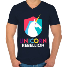 PRINTFASHION Unikornis lázadás - Férfi V-nyakú póló - Sötétkék férfi póló