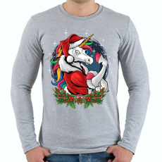 PRINTFASHION Unikornis mikulás - Férfi hosszú ujjú póló - Sport szürke