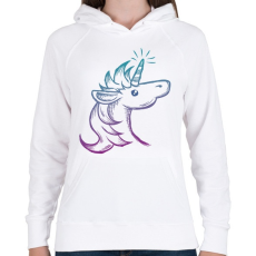 PRINTFASHION Unikornis - Női kapucnis pulóver - Fehér