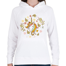 PRINTFASHION Unikornis - Női kapucnis pulóver - Fehér
