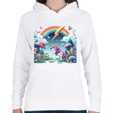 PRINTFASHION Unikornis - Női kapucnis pulóver - Fehér női pulóver, kardigán