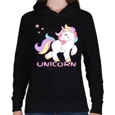 PRINTFASHION unikornis - Női kapucnis pulóver - Fekete