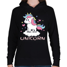 PRINTFASHION unikornis - Női kapucnis pulóver - Fekete női pulóver, kardigán
