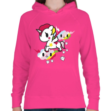 PRINTFASHION unikornis - Női kapucnis pulóver - Fukszia női pulóver, kardigán