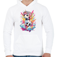 PRINTFASHION Unikornis punk - Férfi kapucnis pulóver - Fehér férfi pulóver, kardigán