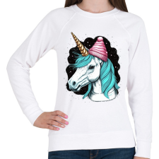 PRINTFASHION Unikornis sapkában - Női pulóver - Fehér női pulóver, kardigán