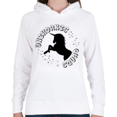 PRINTFASHION Unikornis Squad - Női kapucnis pulóver - Fehér