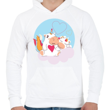 PRINTFASHION Unikornis szerelem - Férfi kapucnis pulóver - Fehér férfi pulóver, kardigán