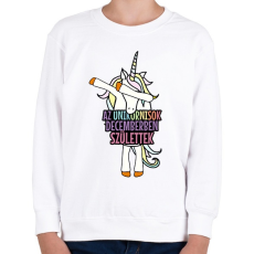 PRINTFASHION Unikornis szülinap december - Gyerek pulóver - Fehér