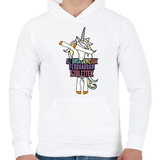 PRINTFASHION Unikornis szülinap február - Férfi kapucnis pulóver - Fehér férfi pulóver, kardigán