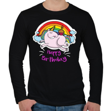 PRINTFASHION Unikornis szülinap - Férfi hosszú ujjú póló - Fekete férfi póló