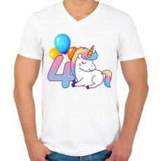 PRINTFASHION Unikornis szülinap! - Férfi V-nyakú póló - Fehér