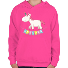 PRINTFASHION Unikornis szülinap - Gyerek kapucnis pulóver - Fukszia gyerek pulóver, kardigán