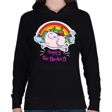PRINTFASHION Unikornis szülinap - Női kapucnis pulóver - Fekete női pulóver, kardigán