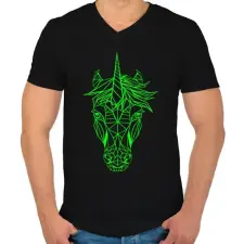 PRINTFASHION Unikornis vektor - Férfi V-nyakú póló - Fekete férfi póló