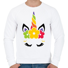 PRINTFASHION Unikornis virágokkal - Férfi pulóver - Fehér férfi pulóver, kardigán