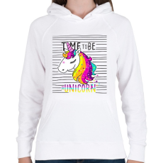 PRINTFASHION Unikornisok ideje - Női kapucnis pulóver - Fehér