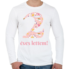 PRINTFASHION Unikornisos minta - Számmal - Férfi hosszú ujjú póló - Fehér