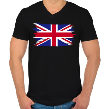 PRINTFASHION united kingdom flag  - Férfi V-nyakú póló - Fekete férfi póló