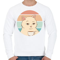 PRINTFASHION Unott macska - Férfi pulóver - Fehér