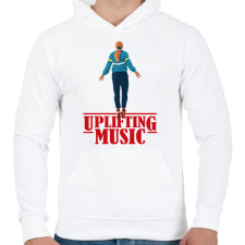 PRINTFASHION Uplifting Music Stranger Things - Férfi kapucnis pulóver - Fehér férfi pulóver, kardigán
